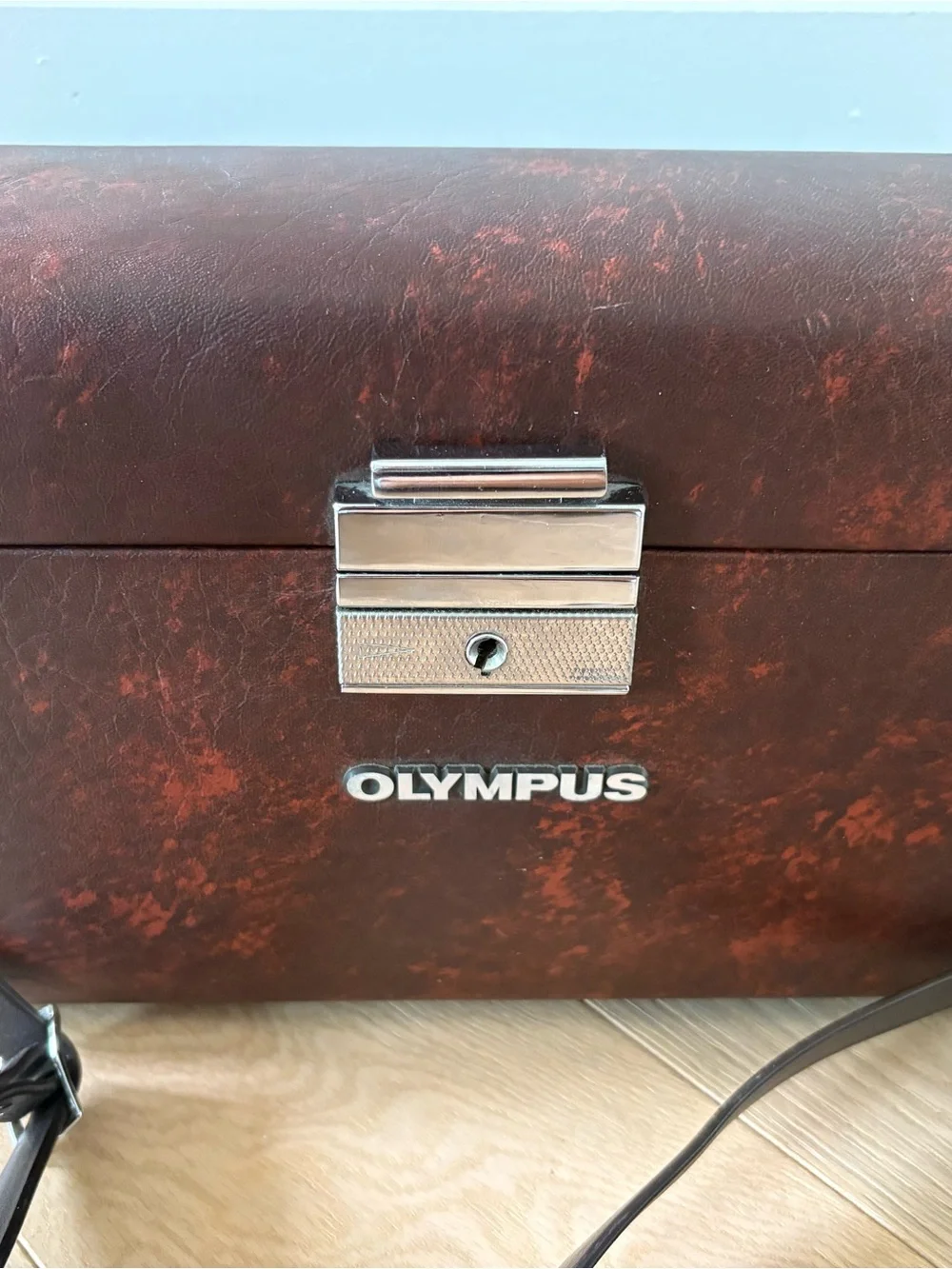Vintage Olympus Hard Camera Case in Synthetic Brown Leather
